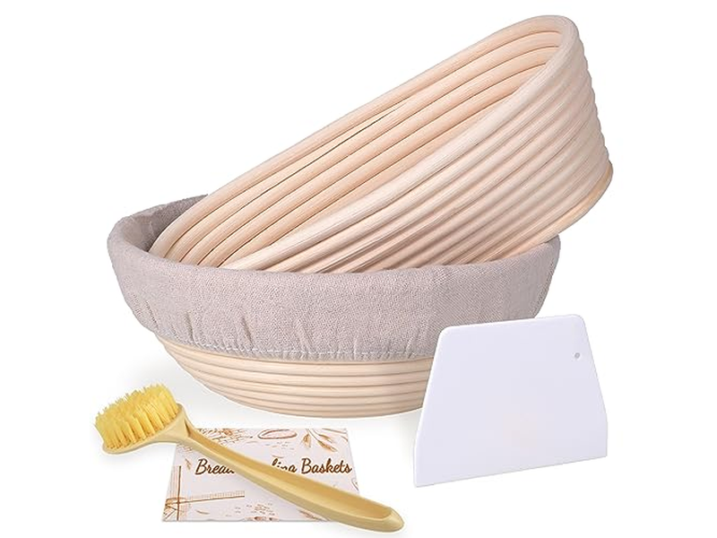 Kit de Panificação de Pão Oval de 1Kg e 9 Polegadas Banneton Personalizado de Tamanho Grande Retangular de Rattan
