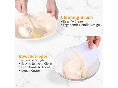 Kit de Panificação de Pão Oval de 1Kg e 9 Polegadas Banneton Personalizado de Tamanho Grande Retangular de Rattan