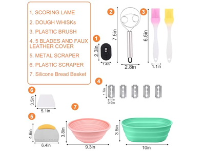 Cesta de Fermentação de Plástico e Rattan Conjunto de Pão Iniciador de Fermentação Azul