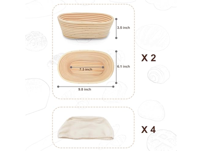 Conjunto de Cestas de Fermentação para Padeiros Caseiros Pão Sourdough Atacado Banneton