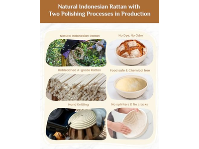 Cestas de Fermentação para Pão de Fermentação Natural Cesta de Pão de Rattan com Cúpula