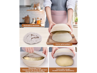 Cestas de Fermentação para Pão de Fermentação Natural Cesta de Pão de Rattan com Cúpula