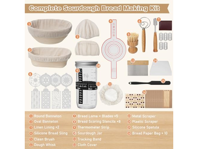 Cesta de Pão de Rattan com Tampa e Forro Ferramenta de Fermentação Natural