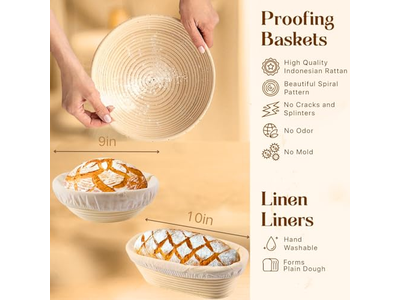 Cestas de Pão de Rattan Banneton Tigela de Fermentação Benetton 23 cm