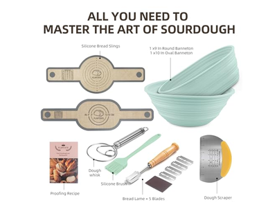 Cesta de Fermentação de Pão Banneton em Anel Vários Designs Kit Ecológico de 15 Polegadas