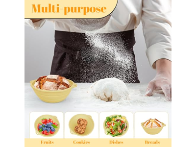 Cesta de Pão Redonda Artesanato Cestas com Forros Fermentação para Panificação em Forma de Anel