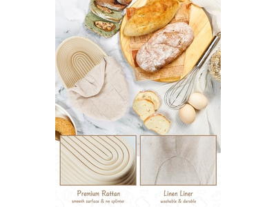 Cesta de Pré-Fermentação de Pão de Silicone Conjunto de Cestas Grandes Redondas Benetton