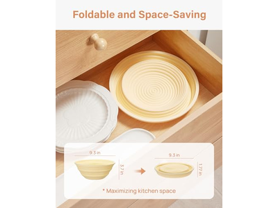 Cesta de Pão Redonda e Retangular Banneton de 10 Polegadas Oval com Forro de Vime 7 Cestas