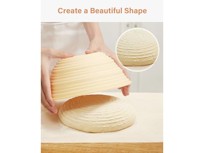 Cesta de Pão Redonda e Retangular Banneton de 10 Polegadas Oval com Forro de Vime 7 Cestas