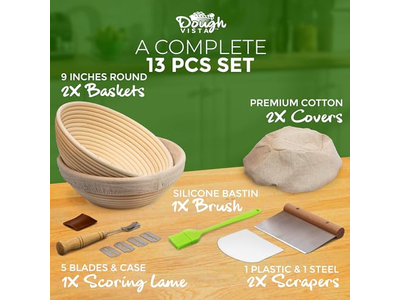 Cesta de Fermentação de Pão de Rattan Oval Banneton Fermentação 9 Polegadas Redondo