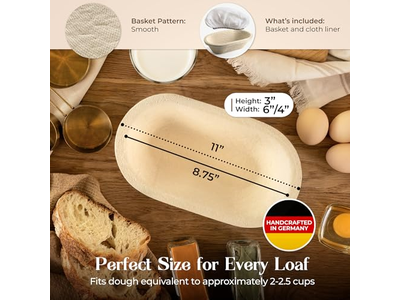 Molde de Banneton Oval Profissional com Madeira de Abeto e Rattan